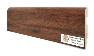 Плинтус для пола 75х16 мм Teckwood Ясный Орех цветной МДФ 2.15 м