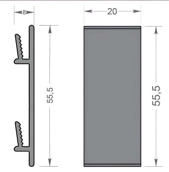 Кронштейн с насечкой для плинтуса 70 мм Мега-Трейд ДЛ-70 без покрытия