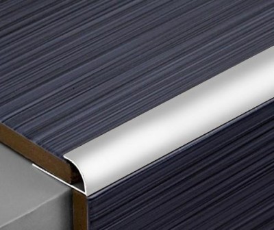 Профиль С-образный алюминиевый для плитки (раскладка) ПО-10 Серебро глянец браш 2,7 м