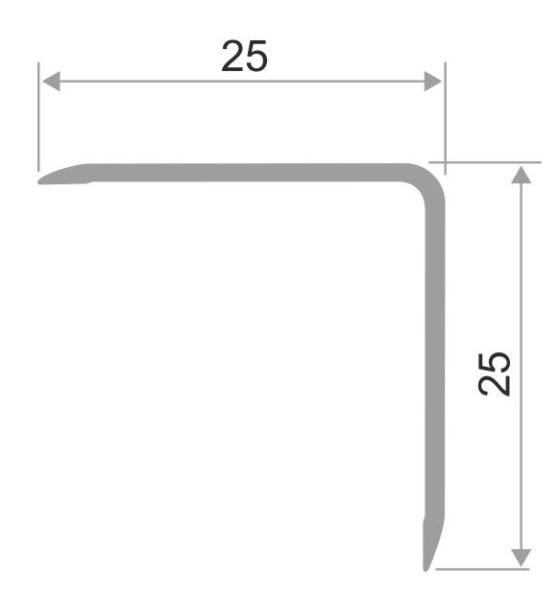 Алюминиевый уголок 25х25 мм ПН-25х25 Чёрный глянец 2,7 м
