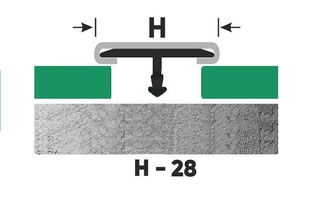 T-образный профиль нержавеющая сталь с алюминиевой вставкой 28 мм FTA 28 GM Золото сатинированное 2,7 м