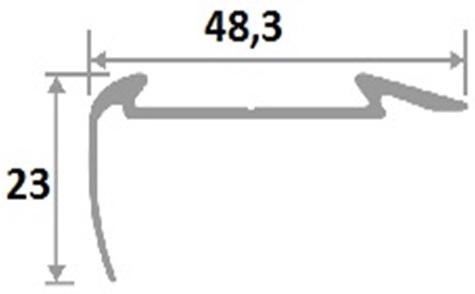 Алюминиевый угловой порог противоскользящий 48х23 мм ПО-48х23 Коричневый-без покрытия 2,7 м