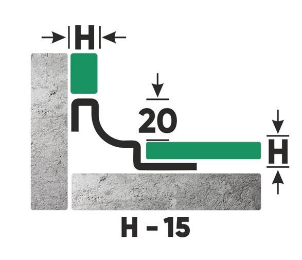 Стальной профиль для внутренних углов закладной 15 мм FWR 15 GS золото сатинированное 2,7 м