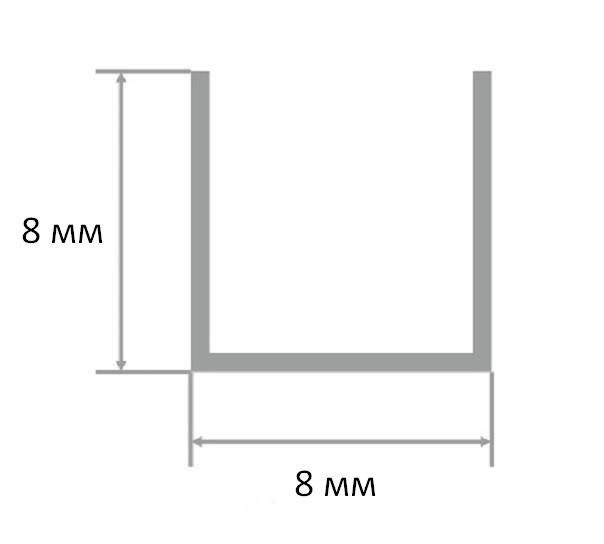 П-образный профиль из латуни 8х8х8 мм шлифованный PU8 3м
