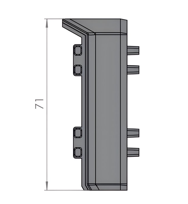 Уголок внутренний для плинтуса 70 мм Мега-Трейд ДЛ-70ув без покрытия