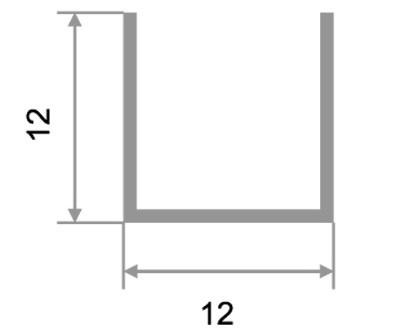 Профиль П-образный 12х12 мм из алюминия П-12х12 Серебро матовое 2,7 м