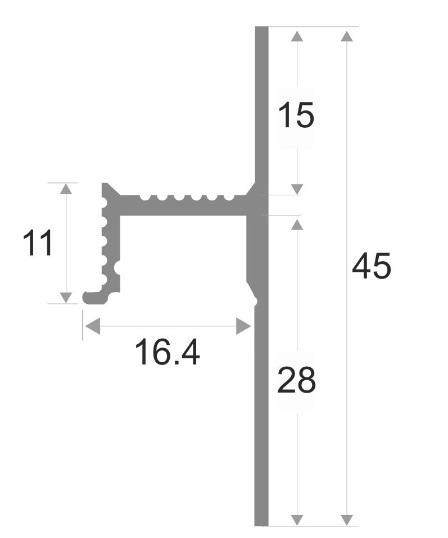 Алюминиевый теневой плинтус с LED подсветкой (с экраном) ПО-143 Без анодировки 2,7 м