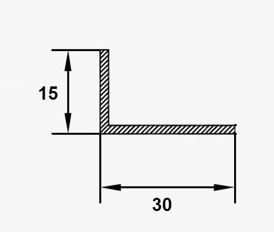 Алюминиевый уголок 15х30 мм разнополочный ПБ30х15 серебро матовое 2,7м