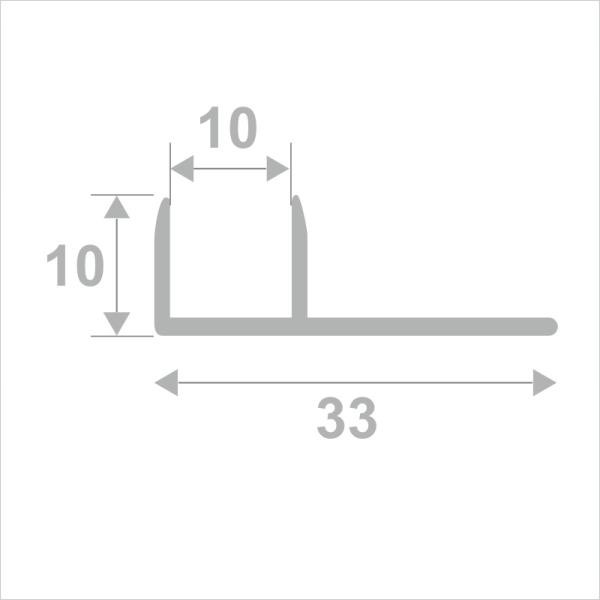 П-образный профиль из алюминия для стекла 10х10 мм ПО-211-02 серебро матовое 2.7 м