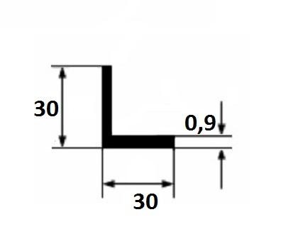Алюминиевый уголок 30х30х0,9 мм анодированный серебро 3 м