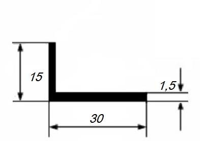 Алюминиевый уголок анодированный 15х30х1,5 мм разносторонний Серебро 3 м