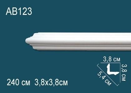 Потолочный плинтус Перфект AB123 38х54х38 мм 2,4 м белый полиуретан