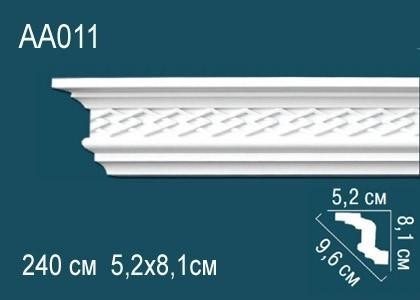 Потолочный плинтус с орнаментом Перфект AA011 81х96х52 мм 2,4 м белый полиуретан