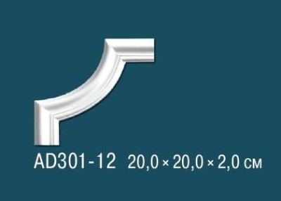 Угловой элемент с орнаментом Перфект AD301-12 200х200 мм белый полиуретан