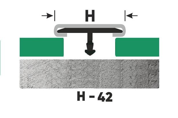 T-образный профиль нержавеющая сталь с алюминиевой вставкой 42 мм FTA 42 M Сталь сатинированная 2,7 м