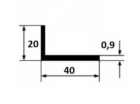 Алюминиевый уголок 20х40х0,9 мм анодированный серебро 3 м