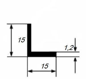 Алюминиевый уголок анодированный 15х15х1,2 мм равносторонний Серебро 3 м