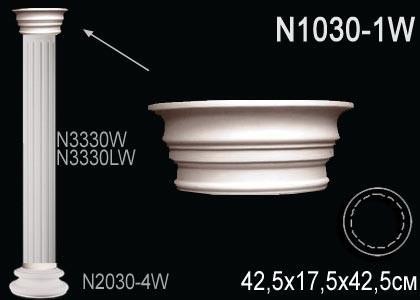 Капитель колонны Перфект N1030-1W 175х425х425 мм белый полиуретан