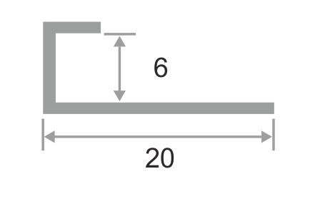 Алюминиевый П-образный профиль для стёкол 6 мм ПО-95 Золото глянец 2,7 м