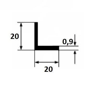 Алюминиевый уголок 20х20х0,9 мм анодированный серебро 3 м