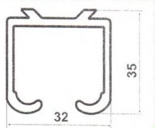 Профиль алюминий для раздвижных дверей 32х35 мм 3 м