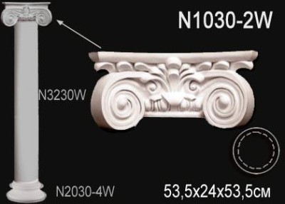 Капитель колонны Перфект N1030-2W 240х535х535 мм белый полиуретан