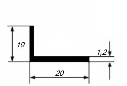 Алюминиевый уголок анодированный 10х20х1,2 мм разносторонний Серебро 3 м
