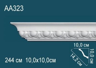 Потолочный плинтус с орнаментом Перфект AA323 100х142х100 мм 2,44 м белый полиуретан