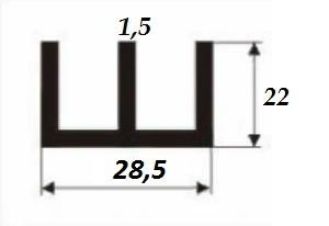 Профиль алюминиевый Ш-образный 28,5х22х1,5 мм для панелей 3 м