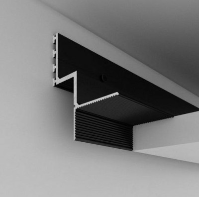 Алюминиевый плинтус потолочный теневой ПО-142 Черный матовый 2,7 м