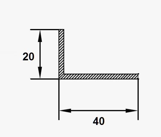 Алюминиевый уголок 20х40 мм разнополочный ПБ40х20 сырой 2,7м