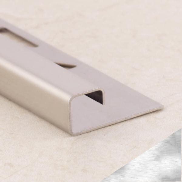 Окантовочный профиль из нержавеющей стали 12х12 мм SB016-12H SGB Серебро глянец браш 2,7 м