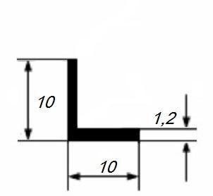 Алюминиевый уголок анодированный 10х10х1,2 мм равносторонний Серебро 3 м