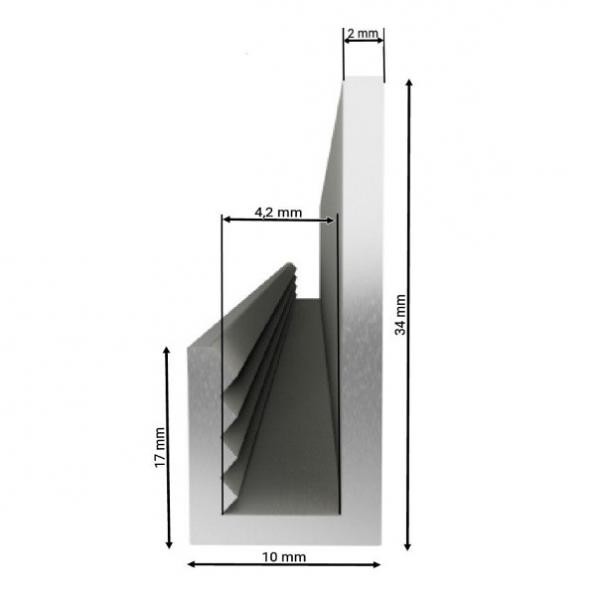Профиль алюминиевый крокодил 34х10х17х2х4,2 мм для панелей 3 м