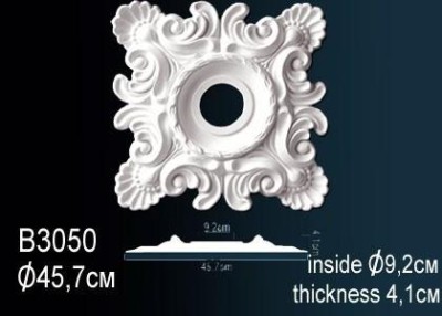 Потолочная розетка Перфект B3050 455 мм белый полиуретан