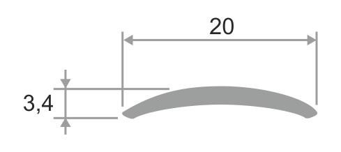 Одноуровневый порог алюминиевый 20 мм ПО-20 Серебро матовое 2,7 м