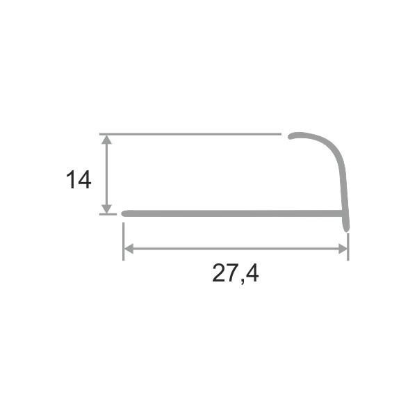 Профиль С-образный алюминиевый для плитки (раскладка) ПО-14 Золото матовое 2,7 м