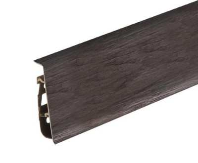 Напольный плинтус ПВХ 75 мм Cezar Hi-Line Prestige 320 Дуб темно-серый жжёный 2,5 м