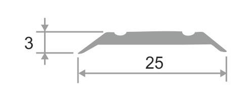 Одноуровневый порог из алюминия с насечками 25 мм ПО-25 Серебро матовое 2,7 м