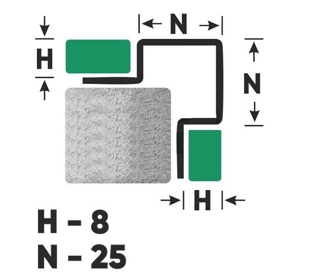 Антивандальный профиль для плитки FMP 8х25 GP Золото полированное 2,7 м