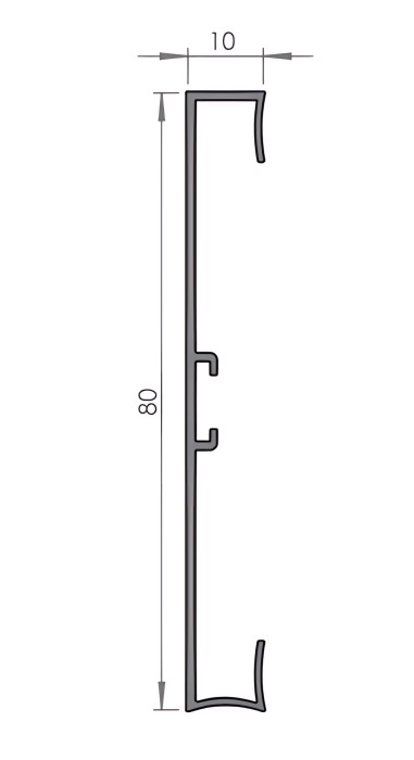 Алюминиевый плинтус с кабель-каналом для пола 80 мм Мега-Трейд 9142 без покрытия 3 м
