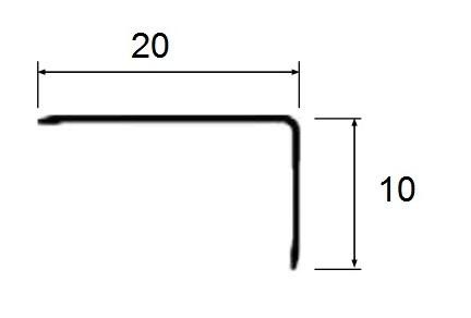 Разносторонний алюминиевый уголок 10х20 мм ПН-20х10 Серебро матовое 2,7 м