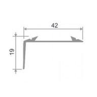 Алюминиевый порог угловой противоскользящий 42х19 мм  ПО-38х23-ПР-30 Коричневый-Золото матовое 2,7 м