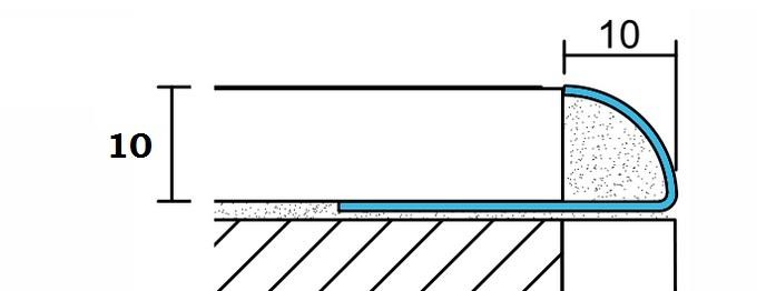 Профиль С-образный из нержавеющей стали 10 мм SR001-10H SGB Серебро глянец браш 2,7 м
