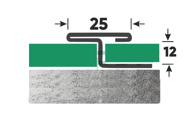 T-образный профиль с фиксацией под покрытие нержавеющая сталь 12 мм FTZ 12 GM Золото сатинированное 2,7 м