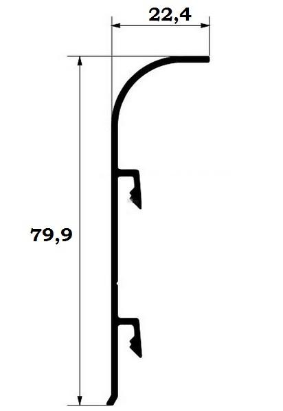 Напольный плинтус алюминиевый с кабель-каналом ПТ-80 алюминий серебро 3 м