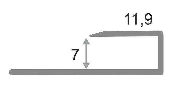 Профиль алюминиевый П-образный ПО-П7 Серебро глянец 2,7 м