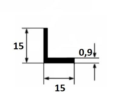Уголок алюминиевый 15х15х0,9 мм 3 м