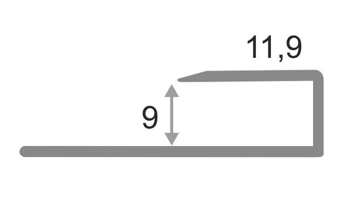 Профиль алюминиевый П-образный ПО-П9 Серебро глянец 2,7 м