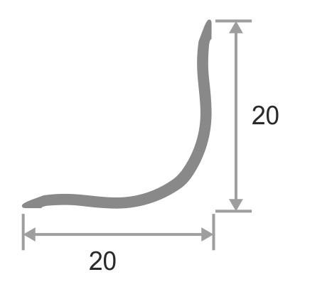 Угловой алюминиевый профиль 20х20 мм округлый ПВ-20х20 Серебро матовое 2,7 м